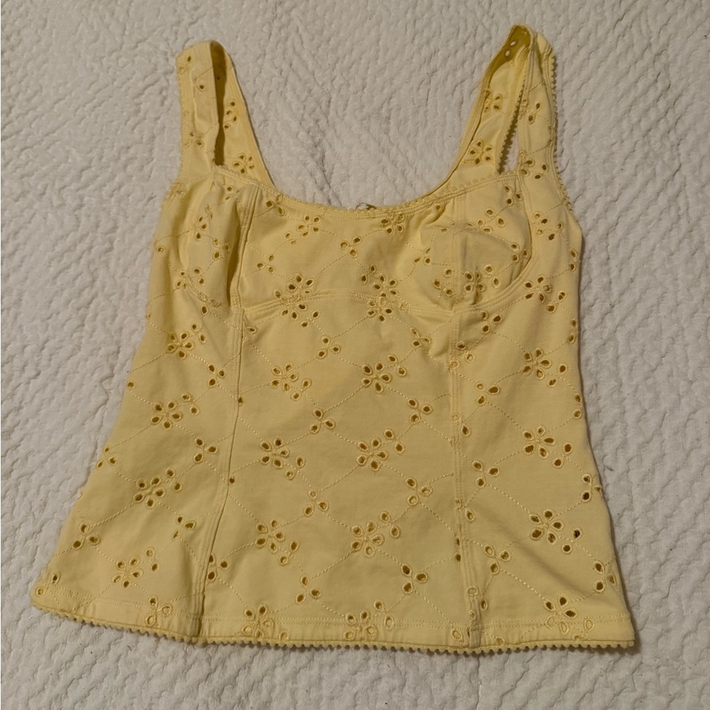 Free People yellow full bloom Eyelet Cami
